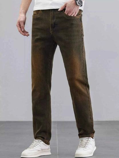 Men's Washed Straight Leg Fit Jeans