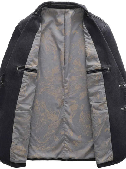 Men's Full Size Lapel Collar Long Sleeve Blazer Plus Size