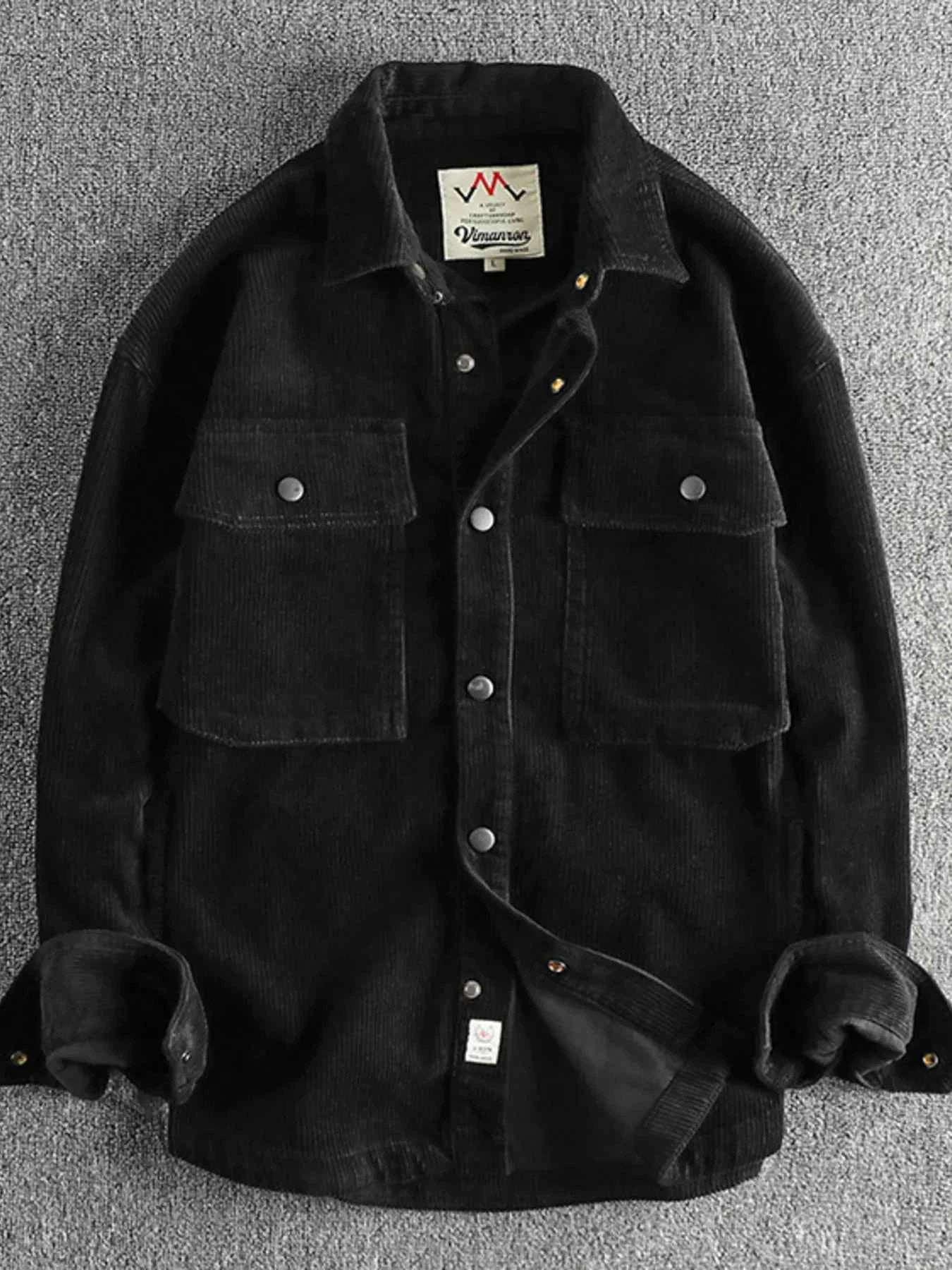 Men's Plus Size Corduroy Button Up Long Sleeve Jacket