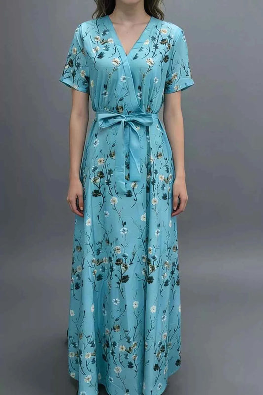 Floral Print Wrap Maxi Dress