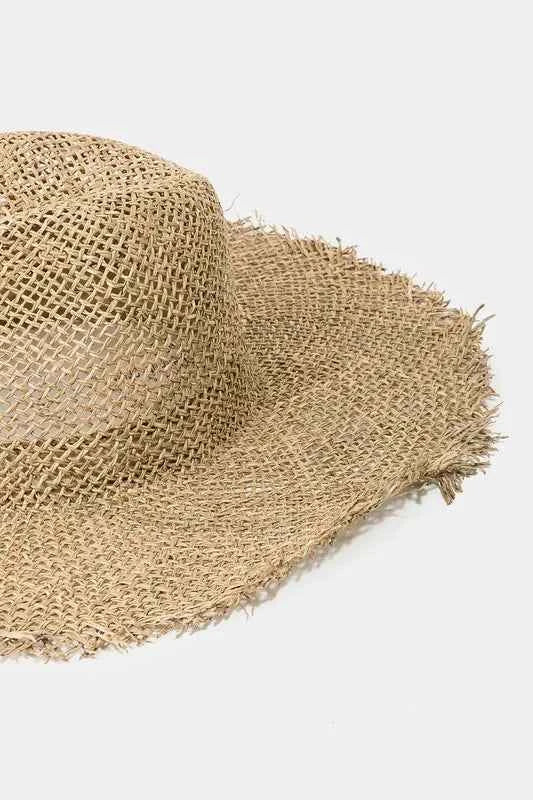 Fame Fringe Edge Straw Braided Western Fedora Hat