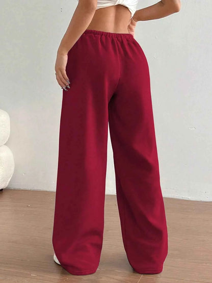 Casual Drawstring High Waist Wide Leg Sweatpants