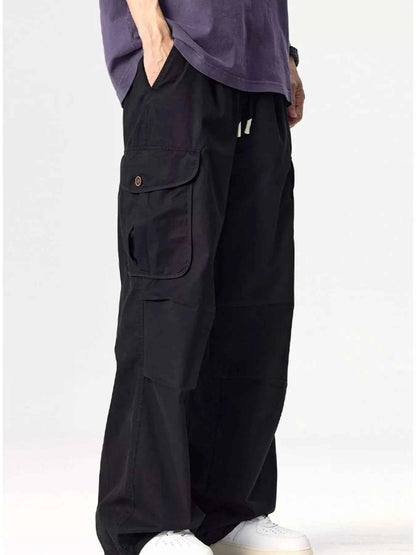 Men's Plus Size Drawstring Wide Leg Cargo Pants