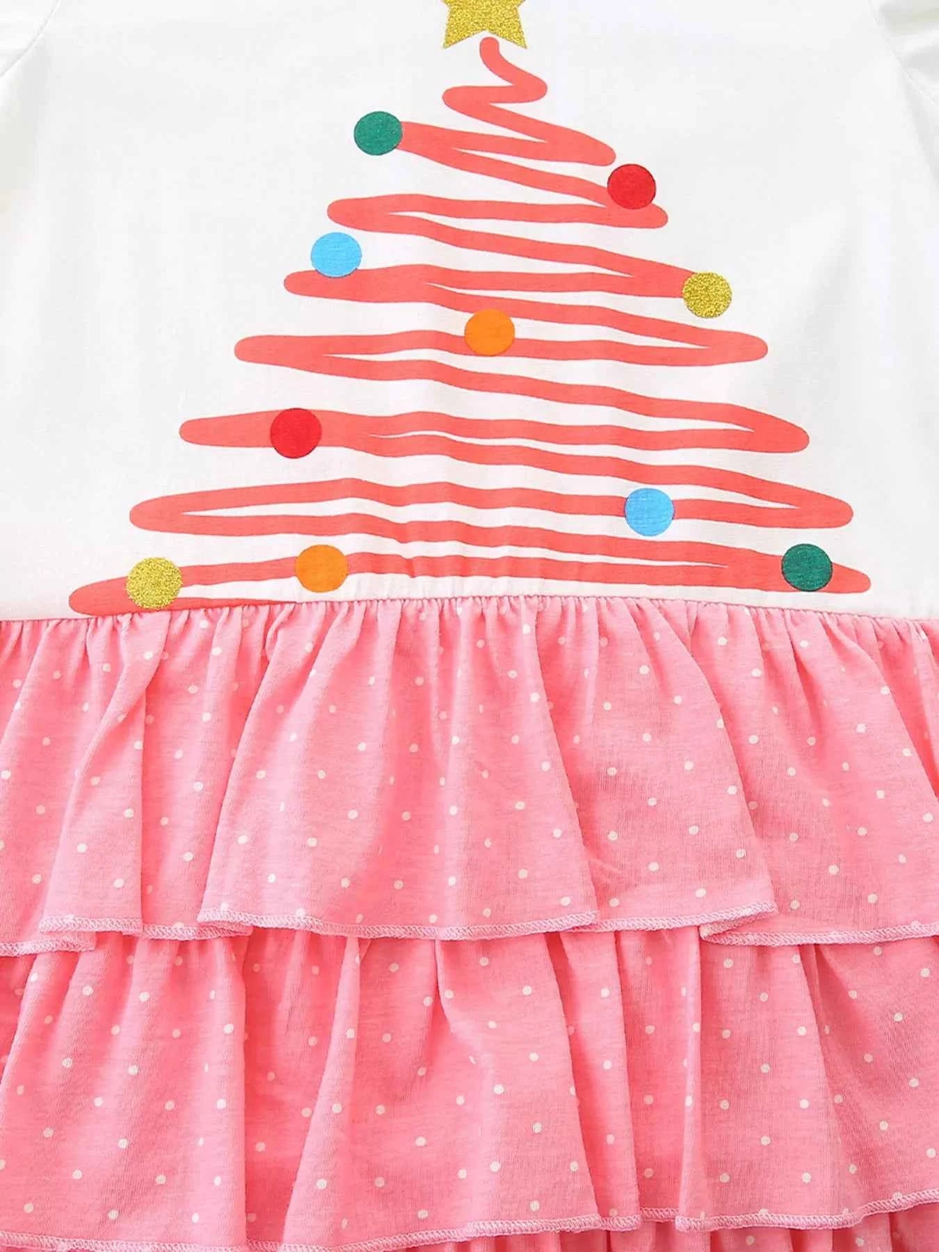 Children's Christmas Tree Ruffle Layered Dress