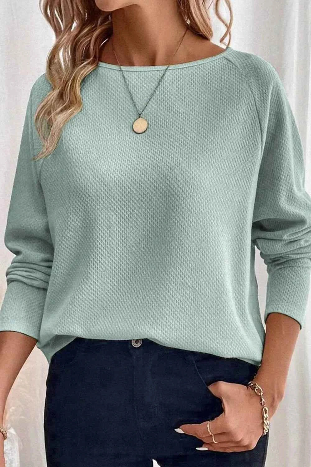 Round Neck Raglan Sleeve Blouse