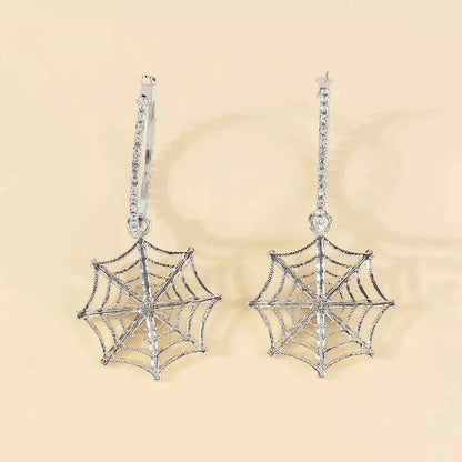 Halloween Spider Web Dangle Hoop Earrings