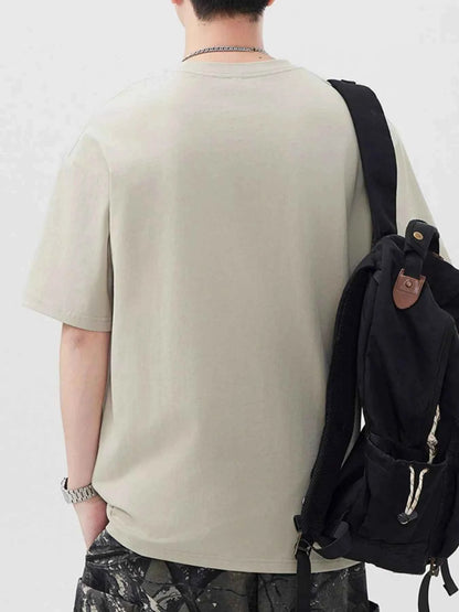 Men's Plus Size Letter Round Neck Short Sleeve T-Shirt