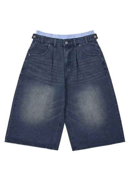 Men's Wide Leg Cropped Denim Jeans