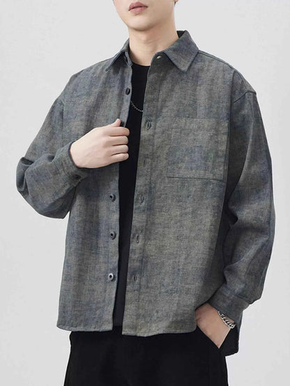 Men's Plus Size Button Up Long Sleeve Shirt