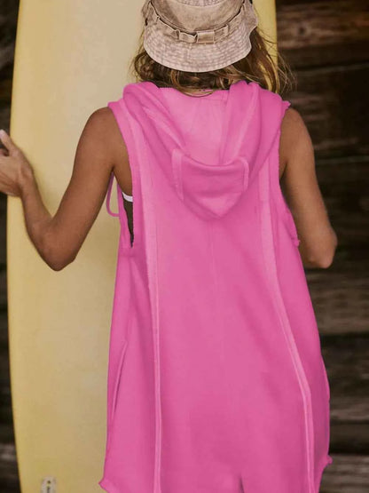 Half Zipped Hooded Sleeveless Romper
