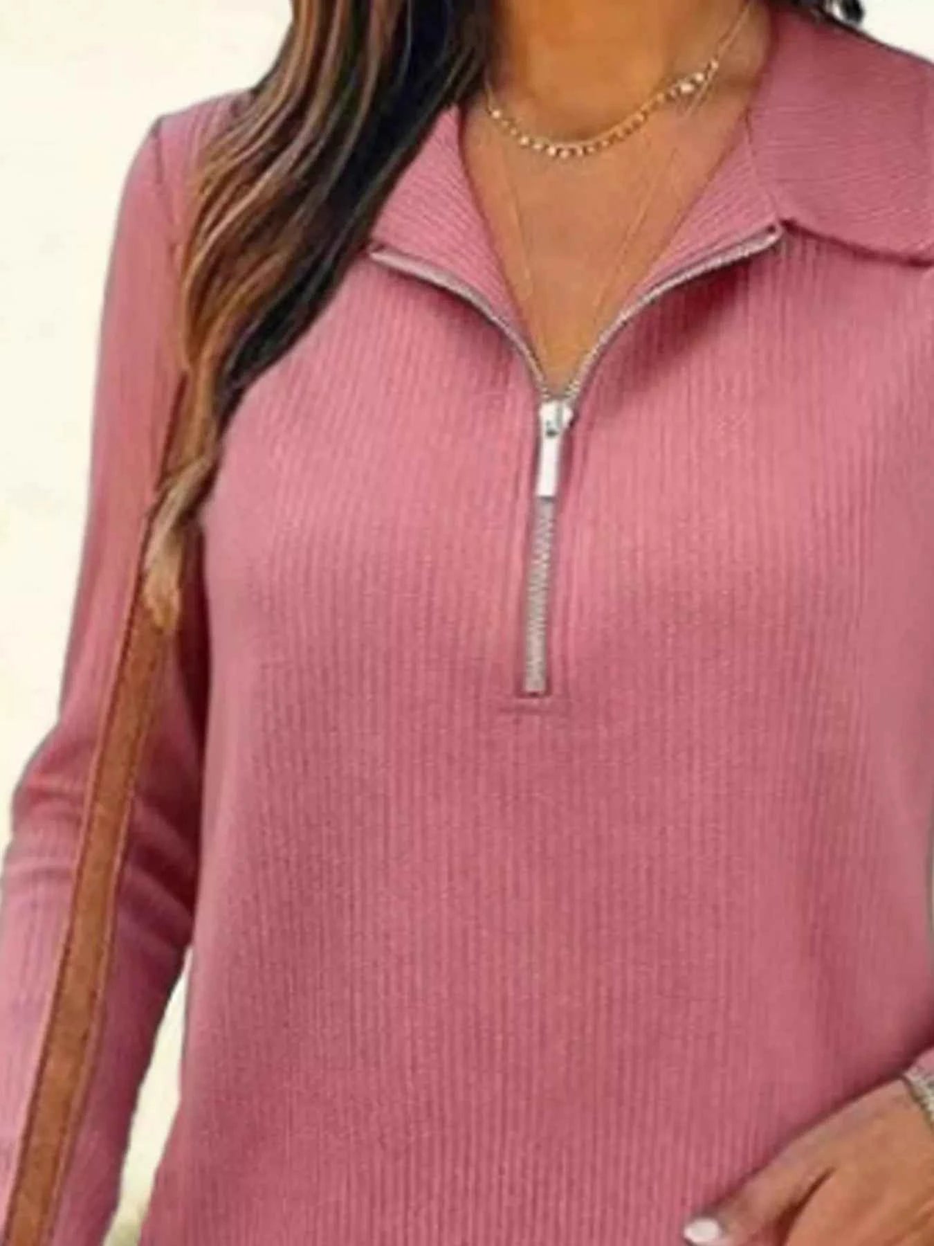 Half Zip Long Sleeve Knit Top