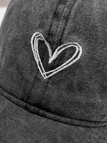 Washed Heart Embroidered Baseball Cap