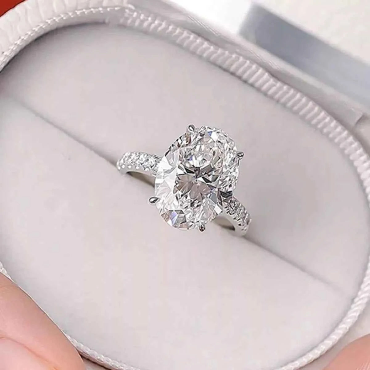 3 Carat 925 Sterling Silver Moissanite Oval Ring