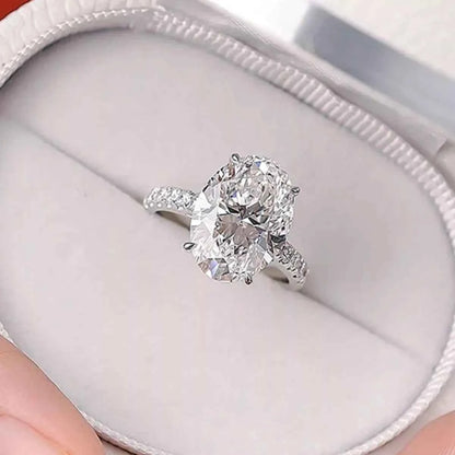 3 Carat 925 Sterling Silver Moissanite Oval Ring