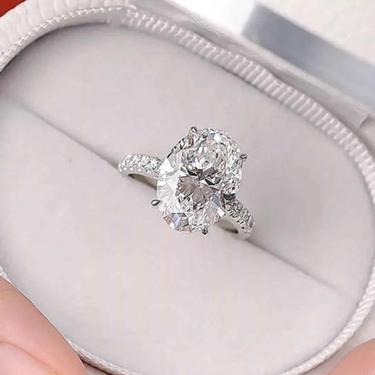 3 Carat 925 Sterling Silver Moissanite Oval Ring