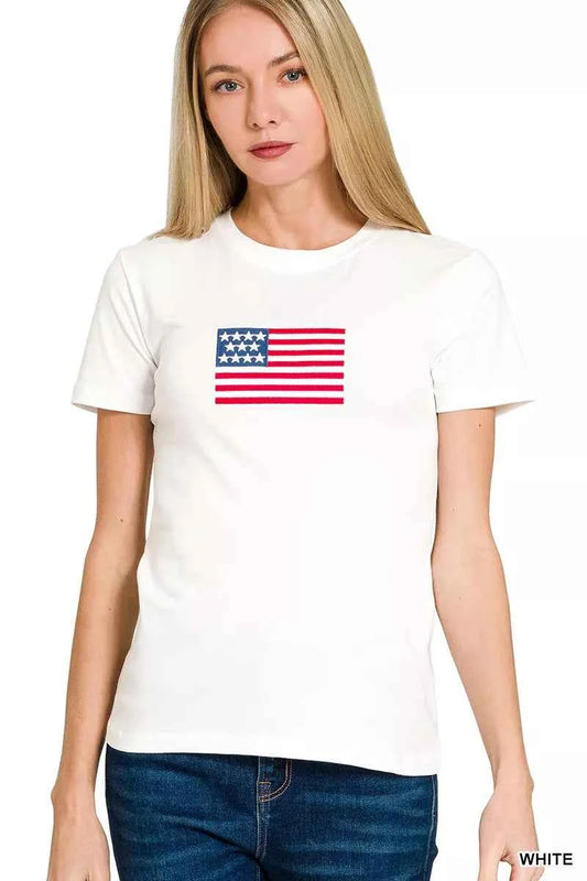 Zenana American Flag Tee