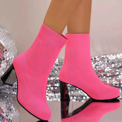 Round Toe Block Heels Boots