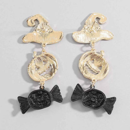 Halloween 18K Gold-Plated Alloy Pumpkin Earrings
