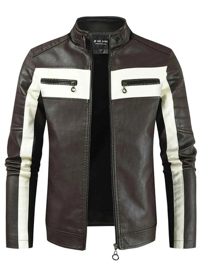 Men's Plus Size Contrast Zip Up Long Sleeve Jacket