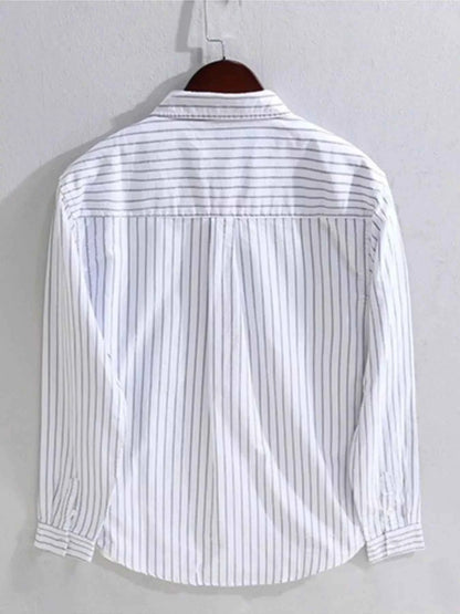 Men's Plus Size Striped Button Up Long Sleeve Shirt