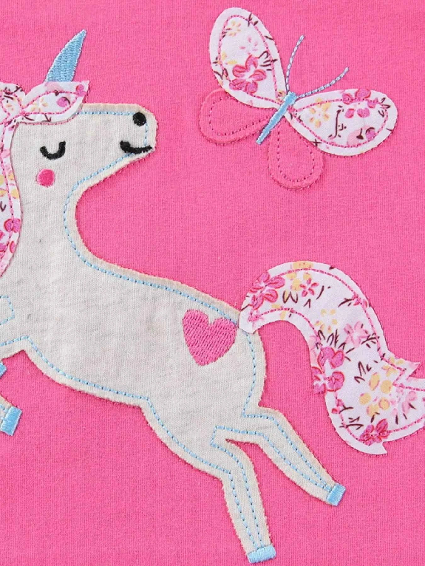 Children's Cute Unicorn Applique Ruffle Sleeve T-Shirt