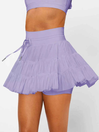 Tiered Skort with Drawstring