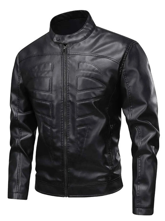 Men's Full Size Leather Zip Up Jacket Plus Size