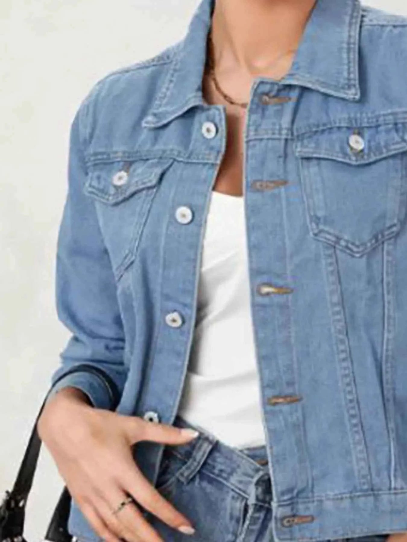 Button Up Long Sleeve Denim Jacket