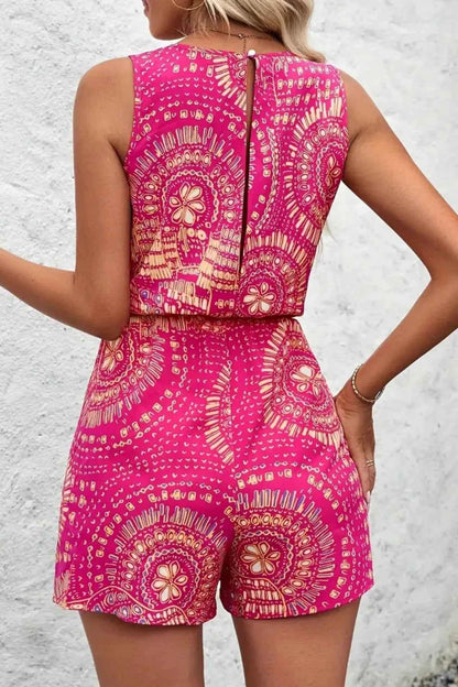 Boho Floral Print Sleeveless Summer Romper