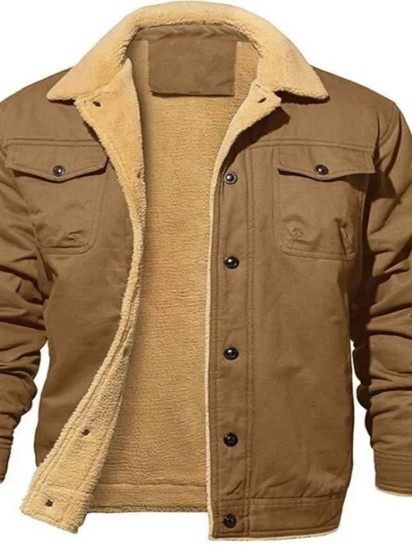 Men's Full Size Sherpa Lined Long Sleeve Jacket Plus Size