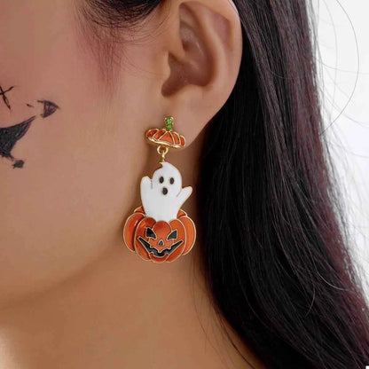 Halloween Ghost Pumpkin Dangle Earrings