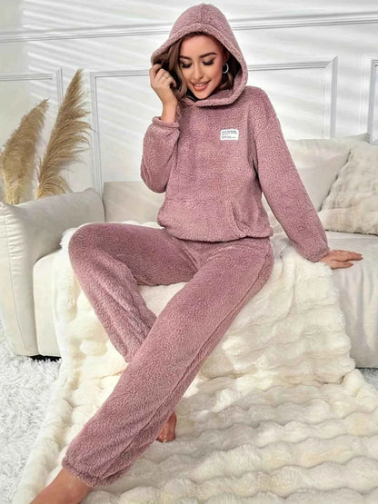 Kangaroo Pocket Long Sleeve Hoodie and Pants Lounge Set