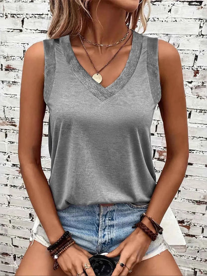 Breathable V-Neck Ribbed-Band Tank Top
