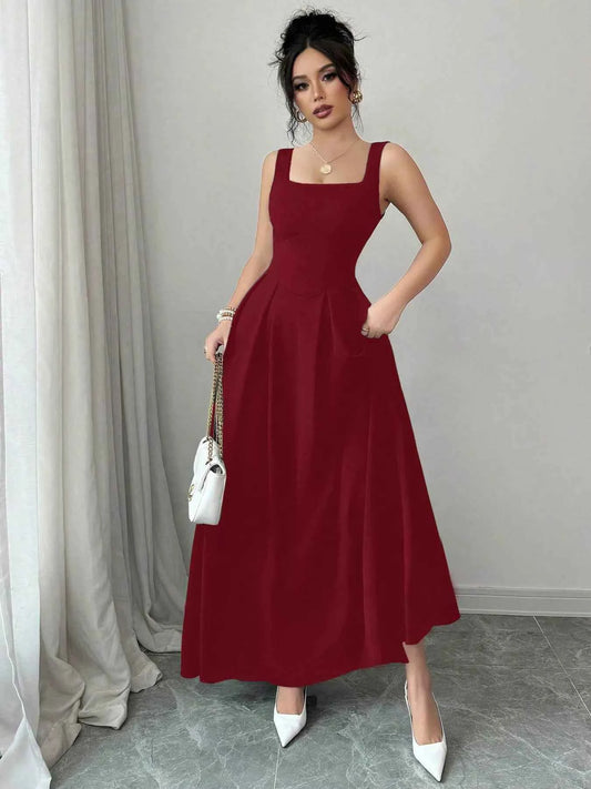 Square Neck Sleeveless Maxi Tank Dress