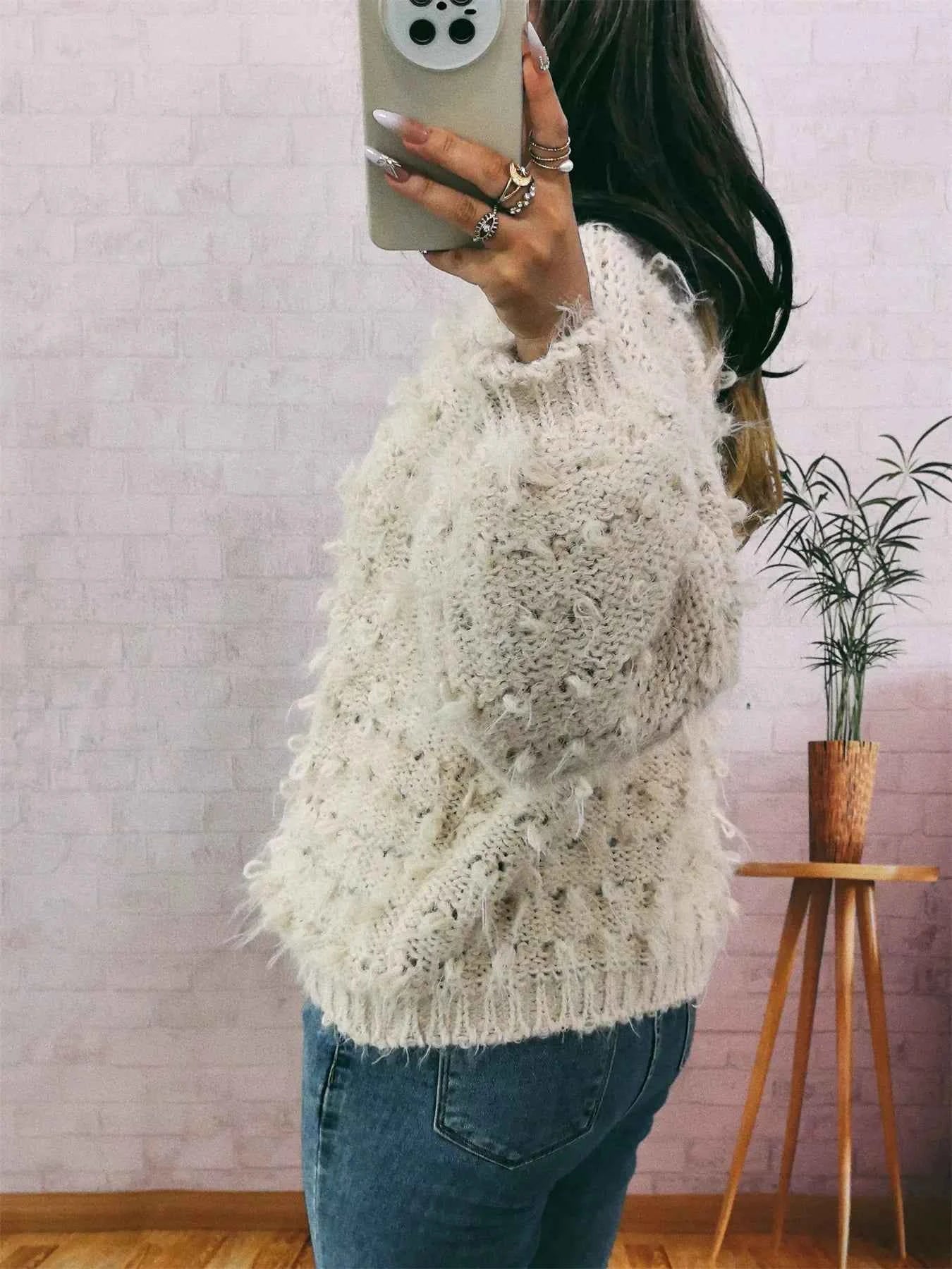 Chunky Round Neck Long Sleeve Sweater