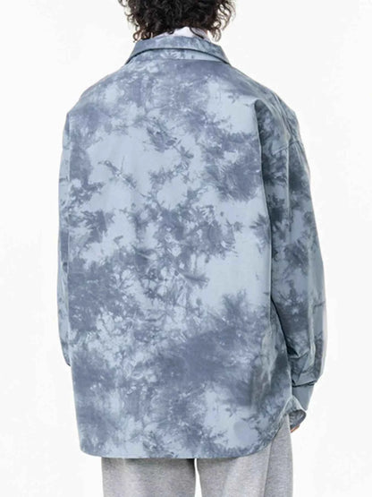 Men's Plus Size Tie-Dye Oversized Button-Up Shirt