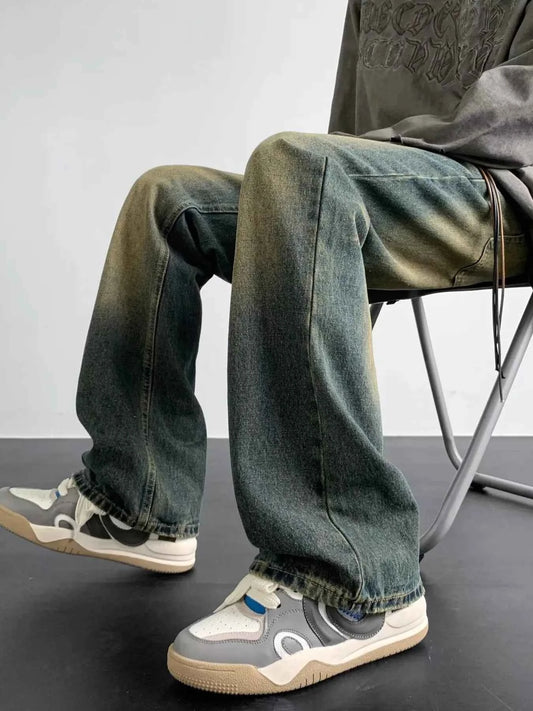 Men's Full Size Vintage Wash Loose Fit Jeans Plus Size