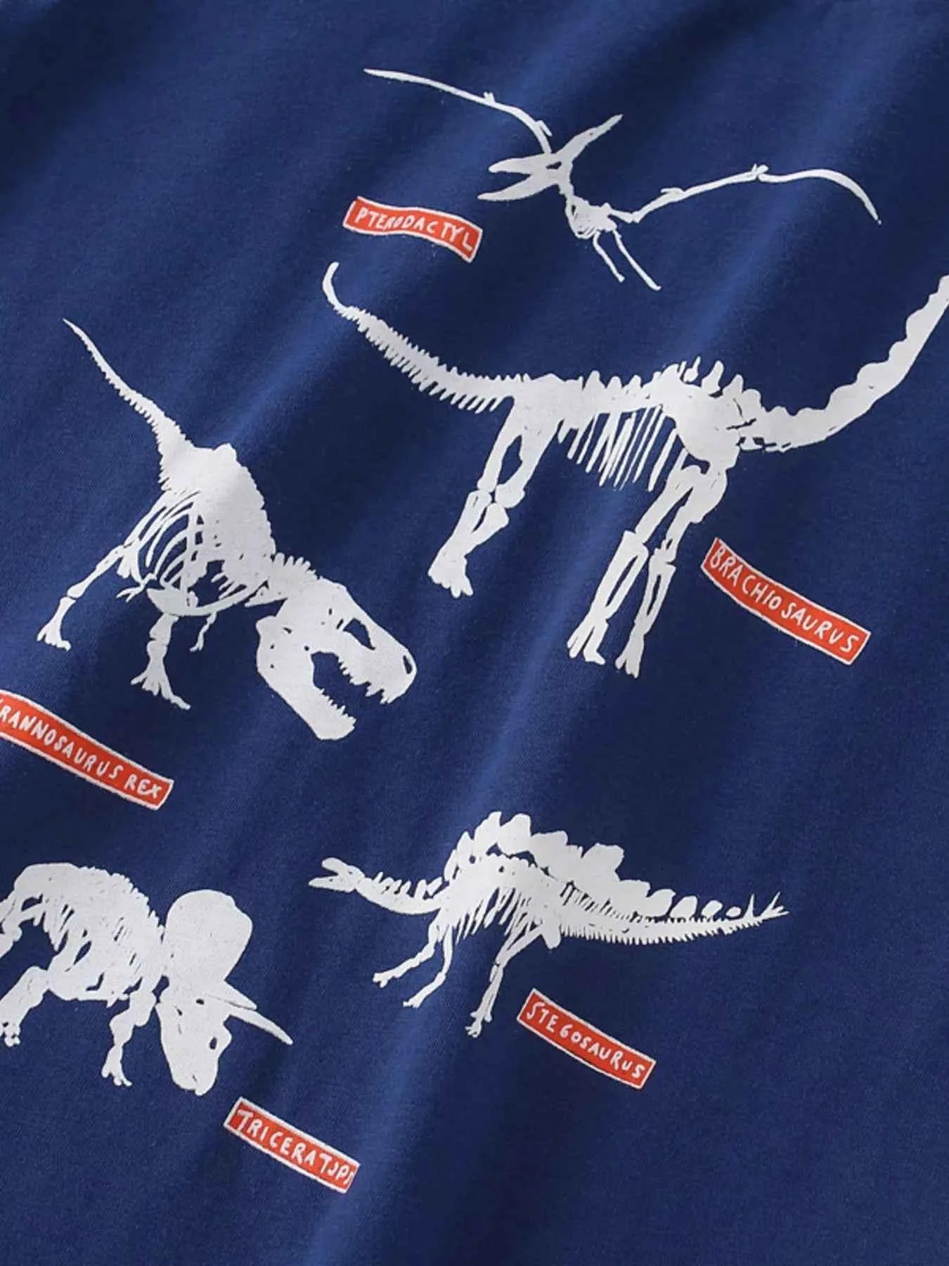 Children's Dinosaur Print Crew Neck Short Sleeve T-Shirt