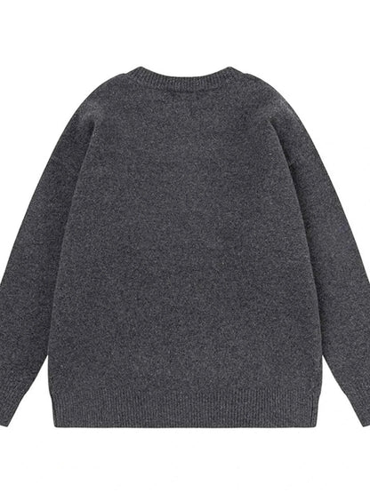 Men's Letter Ribbed Hem Round Neck Sweater