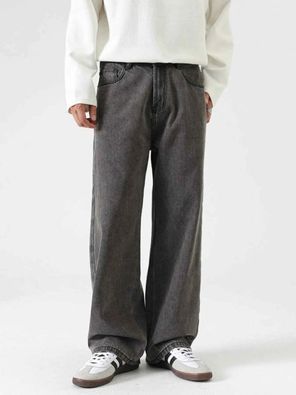 Men's Washed Wide Leg Jeans