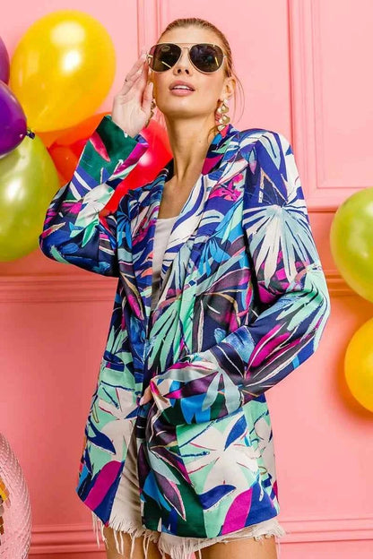 BiBi Thin Satin Tropical Single Blazer