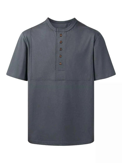 Men's Plus Size Button Detail Short Sleeve T-Shirt