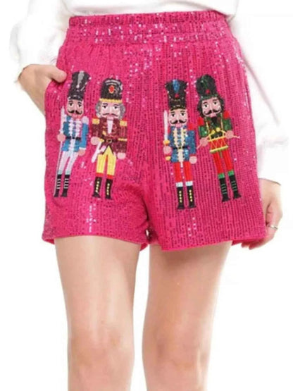 Christmas Sequined Nutcracker Shorts