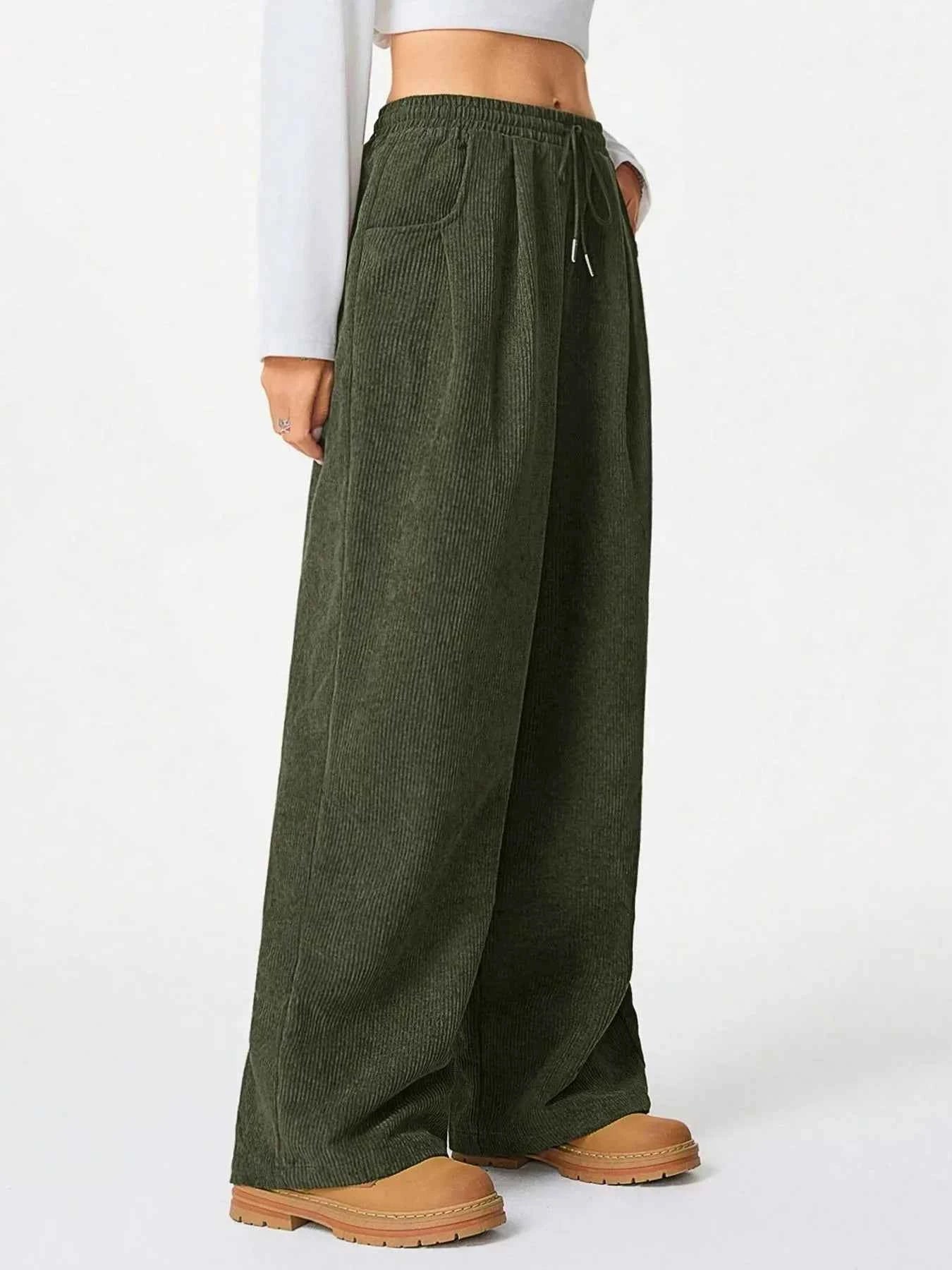 Drawstring Wide Leg Pants