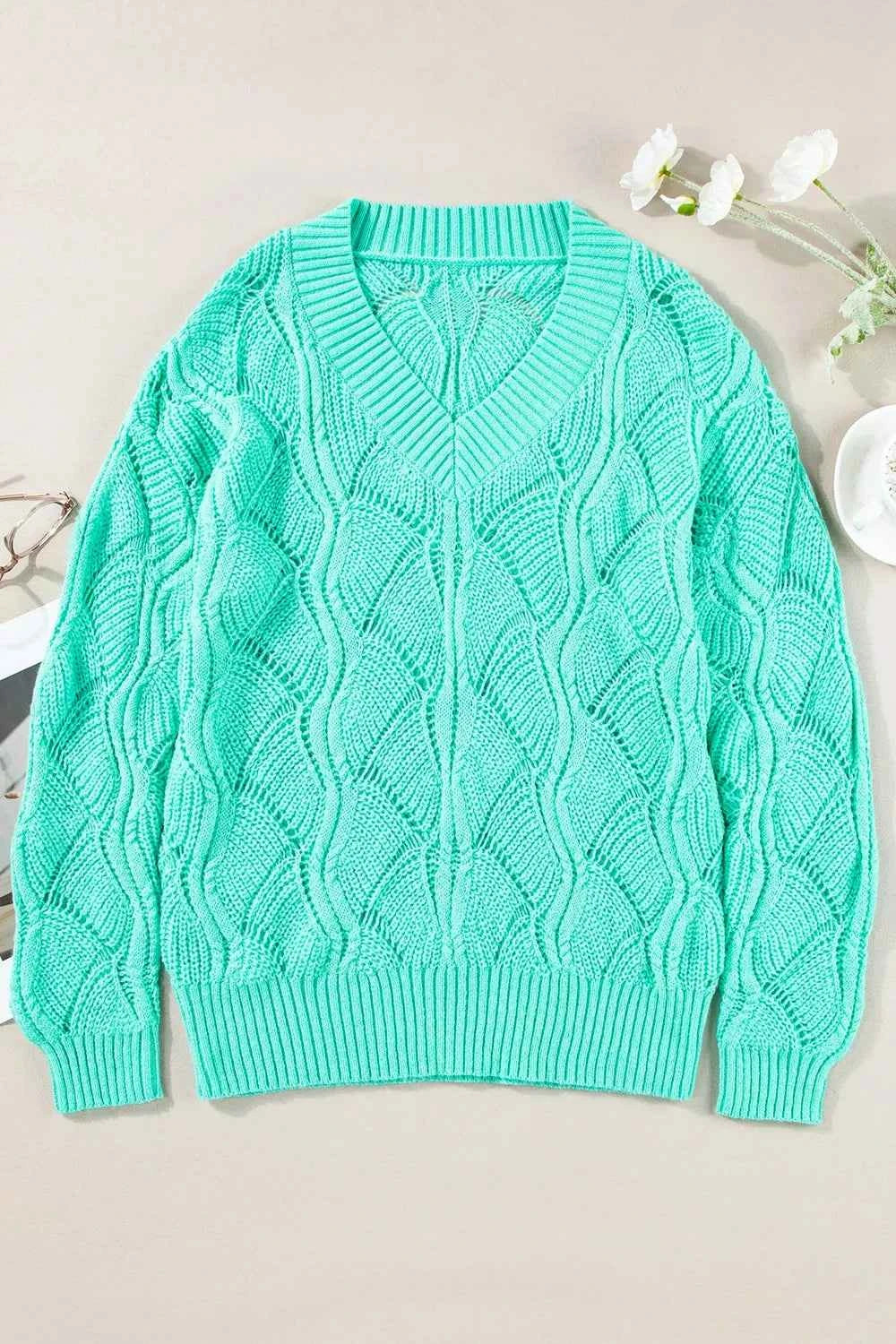 Elegant Texture V-Neck Knit Top