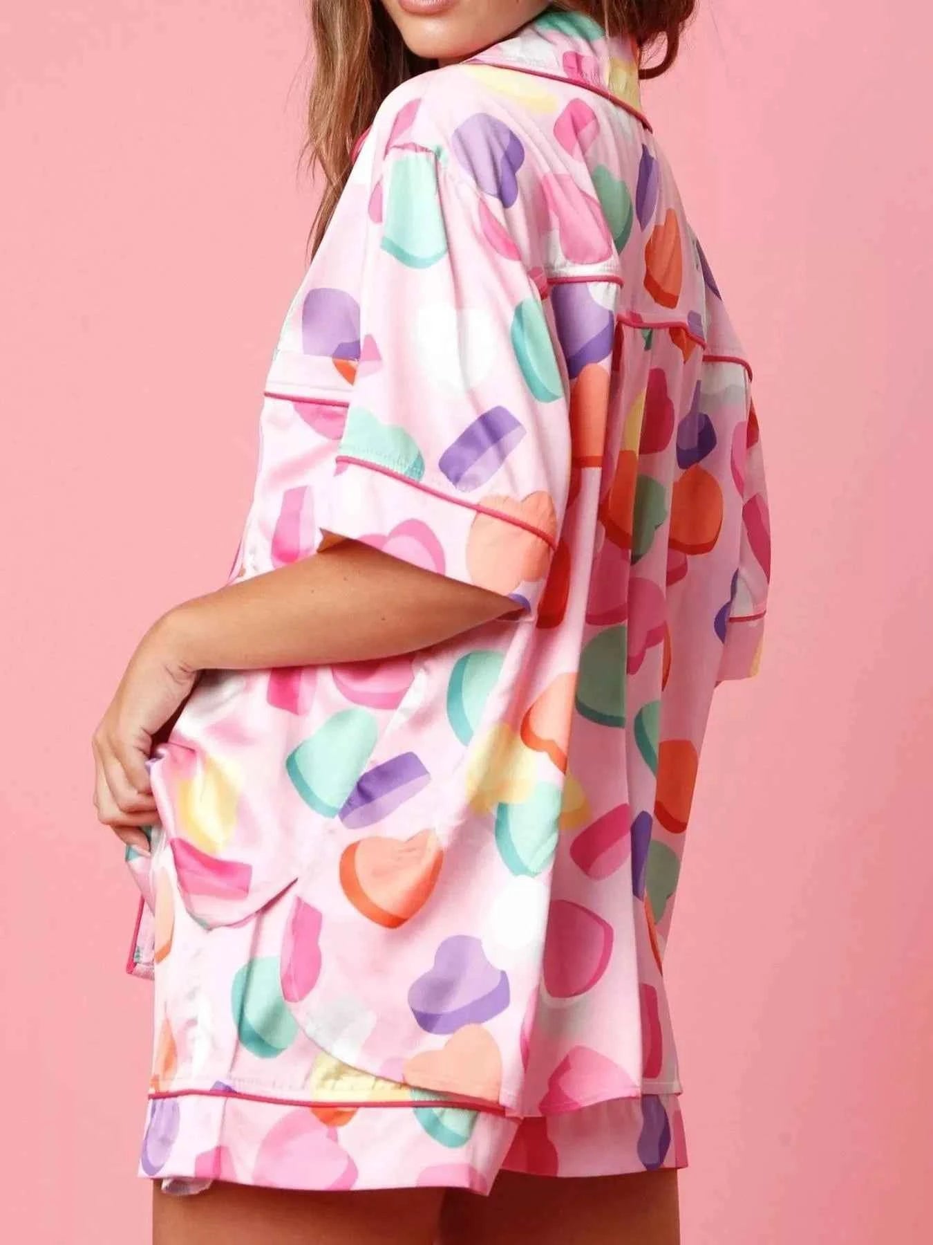 Button Up Half Sleeve Shirt and Shorts Lounge Set