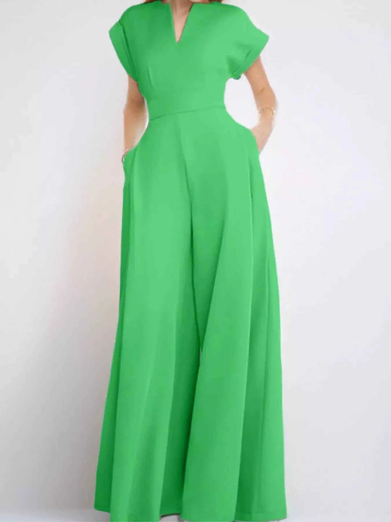 Full Size Notched Wide Leg Jumpsuit Plus Size