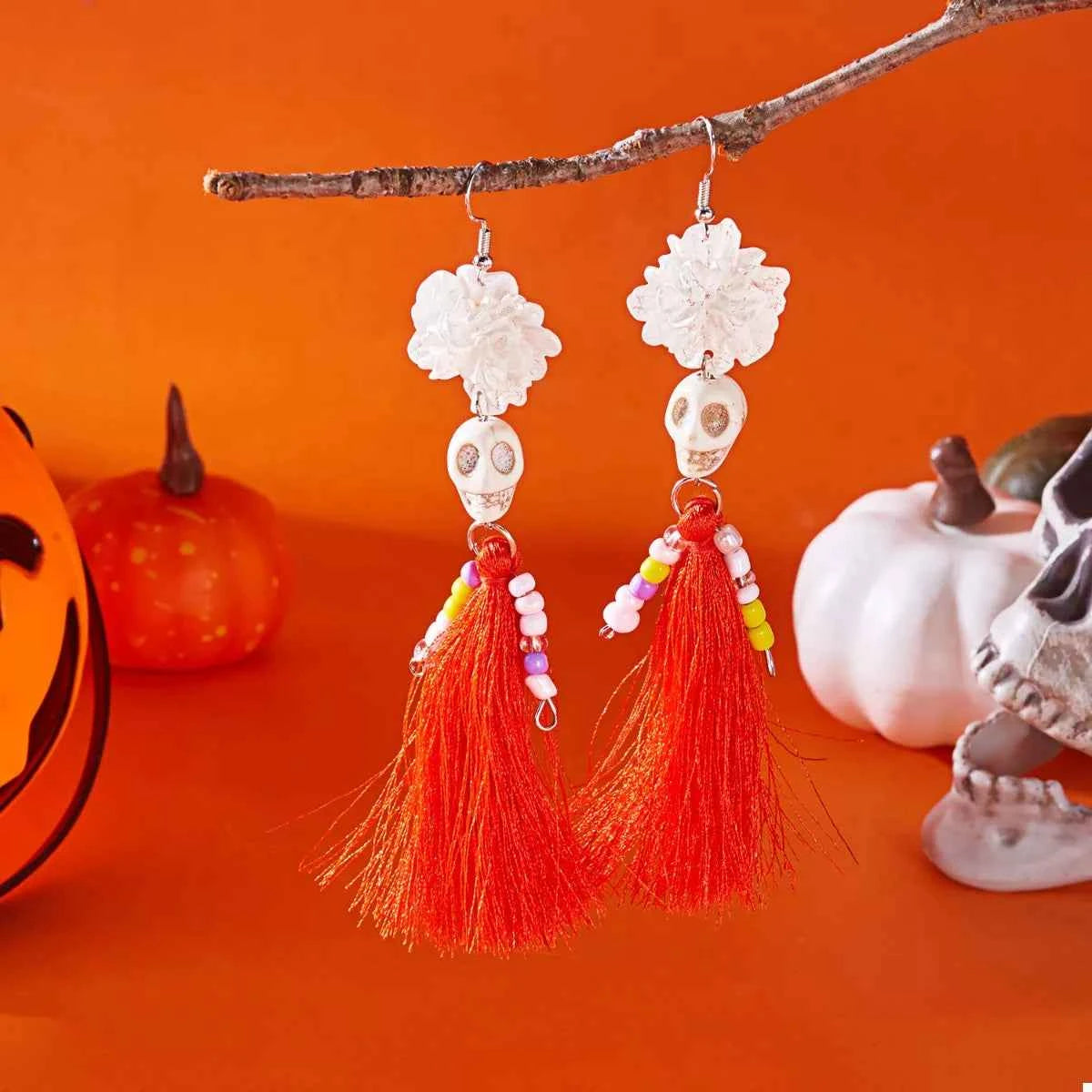 Halloween Ghost Tassel Drop Earrings