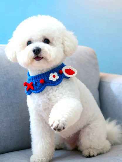 Handmade Crochet Floral Pet Scarf