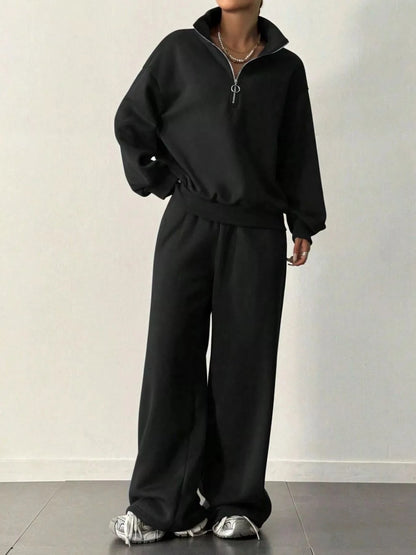 Half-Zip Long Sleeve Sweatshirt and Pants Set